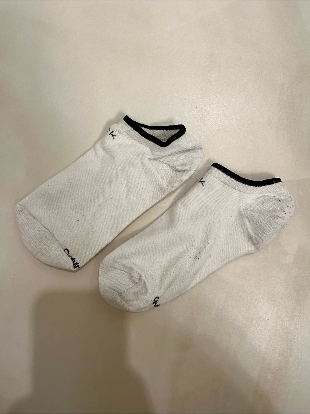 Calvin Klein White Low-Cut Ankle Socks with Black Trim